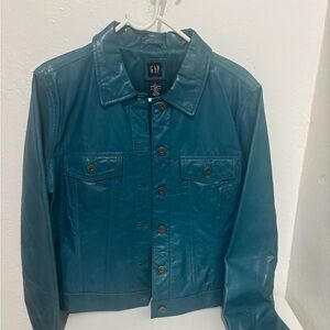 GAP Teal Leather Jacket (Unisex)